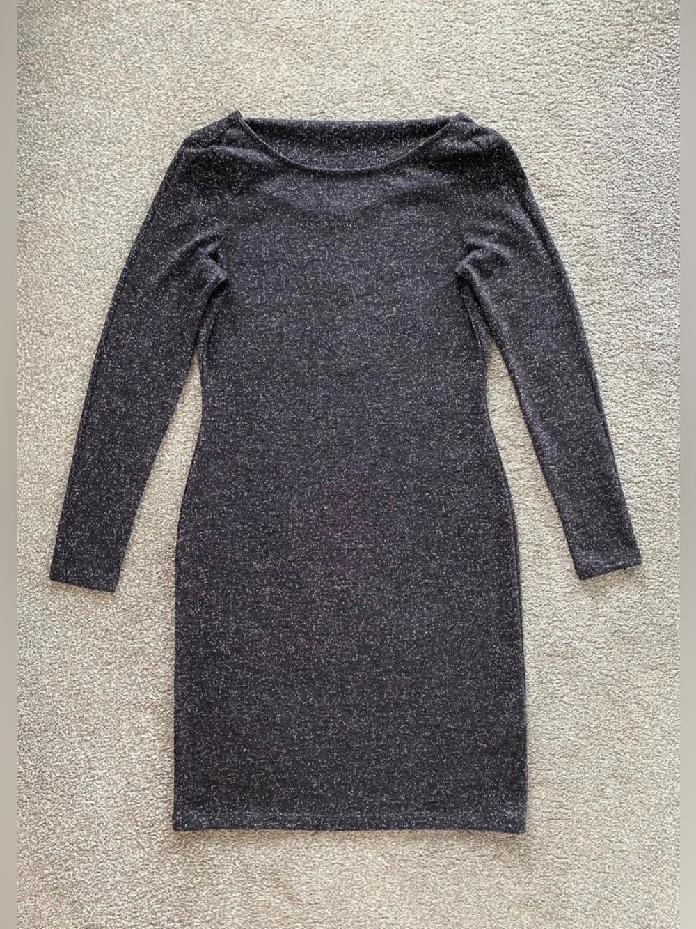 Esprit Charcoal & Silver Metallic Yarn Long-Sleeve Bodycon Dress